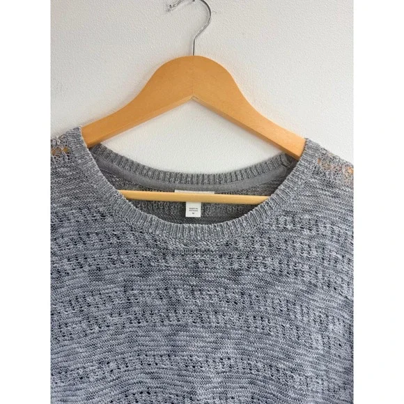 J‎ Jill Gray Marled Open Knit Short Sleeve Sweater Top Women's Sz M Comfy Beachy - Picture 3 of 9